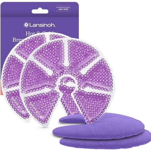 Lansinoh Breast Therapy Packs, Hot and Cold Breast-Pads with 2 Soft Covers, Postpartum Essentials for Nipple Pain Relief, Mastitis, Engorgement, Support for Breastfeeding and Pump Aid, 2 Pack