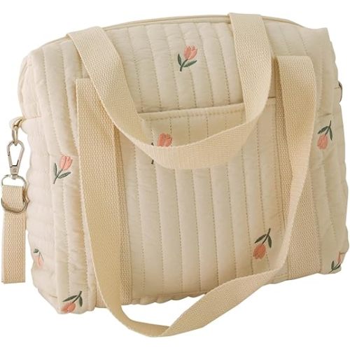 Baby Diaper Tote Bag Stroller Storage Bag Infant Carriages Diaper Organizer Pouches Handbag Embroidered Mommy Bag - Tulip