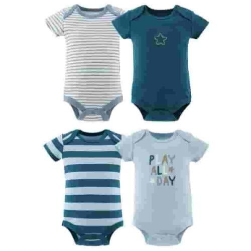 The Peanutshell Star Stripe Set Baby Bodysuit for Newborns, 4-Pack
