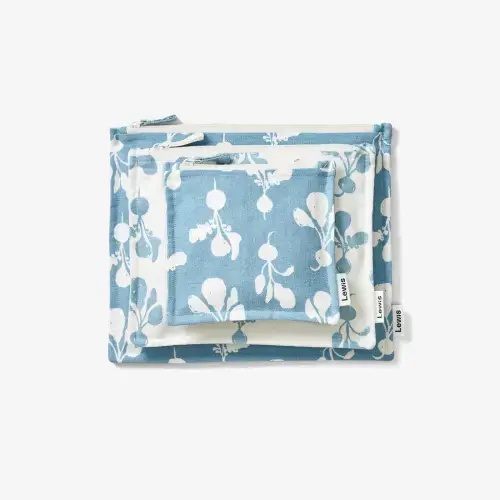 Zip Pouch Set - Radish in Sky Blue | Lewis