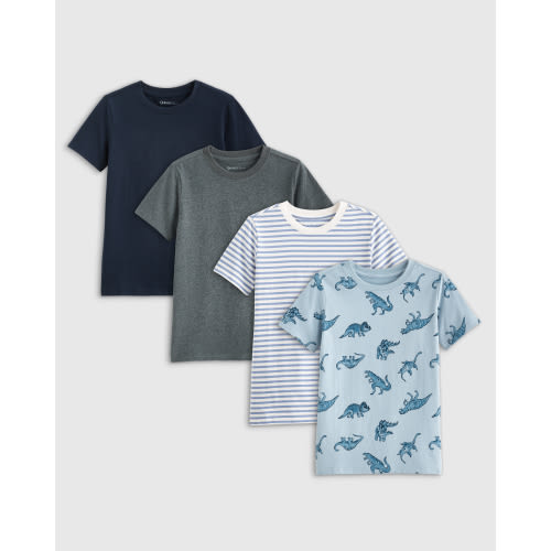 Boy's 100% Organic Cotton Jersey Short Sleeve Tee (4-Pack)