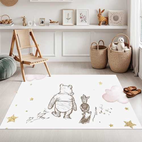 Winnie The Pooh Rug Rectangular Rug Pooh Floor Carpet, Winnie the Pooh and friends Rugs, Cartoon Mat, Washable Kids Rug Nursery carpet