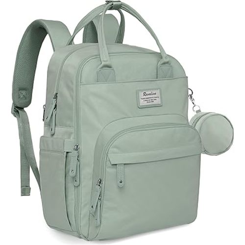 RUVALINO Diaper Bag Backpack, Multifunction Travel Pack Maternity Baby Changing Bags, Large Capacity, Waterproof, Mint Green