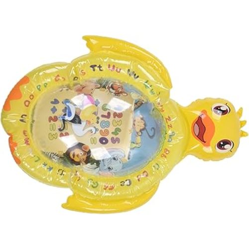 Inflatable Tummy Time Water Mat Yellow Duck Shape Infants Toddlers Play Toy Fun Activity Center