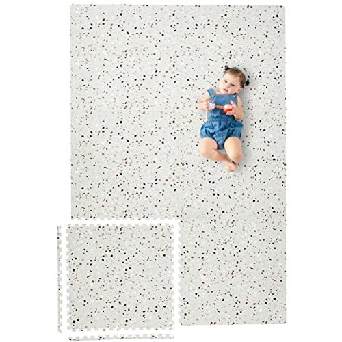 Yay Mats Stylish Extra Large Baby Play Mat. Soft, Thick, Non-Toxic Foam Covers 6 ft x 4 ft. Expandable Tiles with Edges Infants and Kids Playmat Tummy Time Mat
