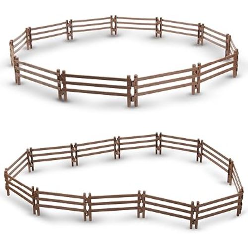 Toymany 24PCS Plastic Corral Fencing Playset Accessories for Farm Animals Figurines, Cake Toppers - Educational Gift for Kids and Toddlers