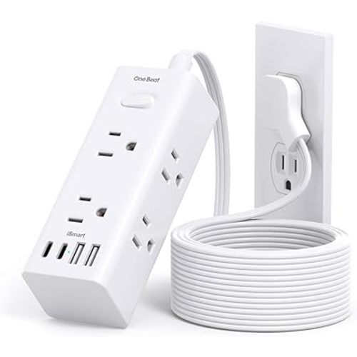 One Beat 10Ft Extension Cord with Multiple Outlets,Flat Plug Power Strip