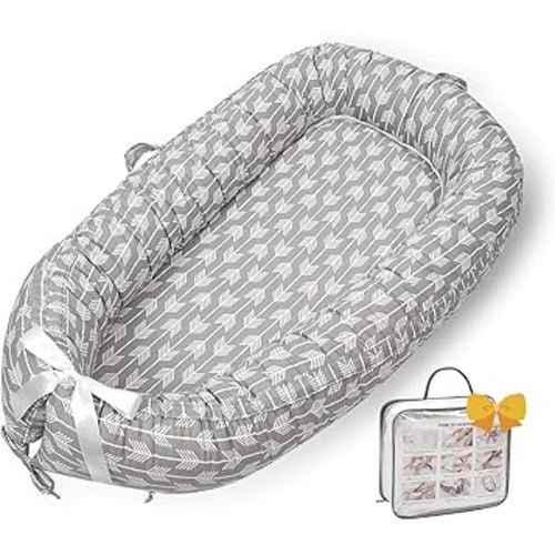 Baby Lounger-Baby Lounger for Newborn,Breathable & Soft Baby Nest Cover Co-Sleeping for Baby 0-24 Months, Babies Essentials Gifts Portable Infant Lounger,Baby Floor Seat for Home and Travel(Arrow)