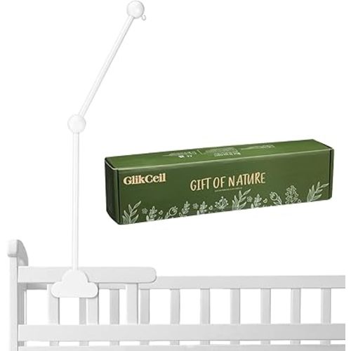 Wooden Baby Crib Mobile Arm 27.17 Inches Cloud Design Adjustable Baby Mobile Hanger Detachable Mobile Holder for Crib Cot Bed Bassinet Wind Chimes Bed Bell Nursery, White