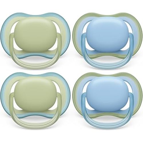 Philips Avent Ultra Air Pacifier - 4 x Light, Breathable Baby Pacifiers for Babies Aged 0-6 Months, BPA Free with Sterilizer Carry Case, SCF085/48
