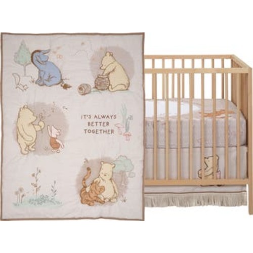 Disney Baby Pooh Bear & Pals Cotton 3Piece Nursery Crib Bedding Set