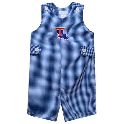 Infant Vive La Fete Royal Louisiana Tech Bulldogs Gingham Jon Jon Romper