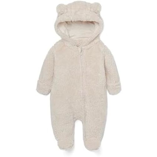 Baby Plush Long Sleeve Polar Fleece Jumpsuit With Bear Ears Baby Fleece Hooded Jumpsuit Infant Winter Outfit