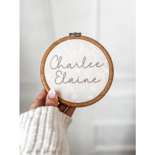 Personalized Embroidered Baby Name Sign: Pretty Vintage Floral