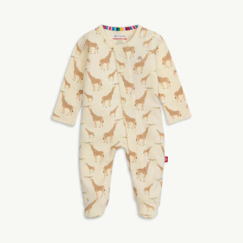 6-9 month cream jolie giraffe organic cotton magnetic parent favorite footie
