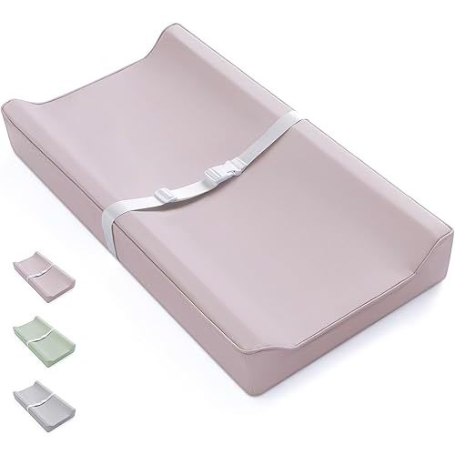 Blissful Diary Vegan Leather Baby Changing Pad with Waterproof & Wipe-Clean PU Cover, Standard Size Cozy Baby Changing Table Pads for Dressers/Tables, Taupe