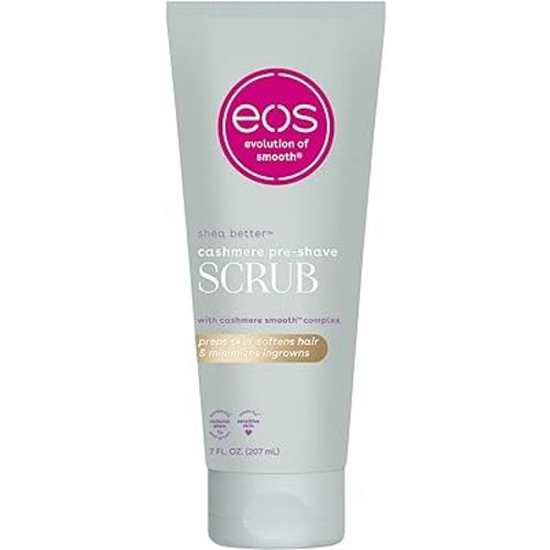 eos Cashmere Skin Collection Pre-Shave Scrub- Vanilla Cashmere, Exfoliating Body Scrub, Vanilla Body Scrub, Hydrating, Shea Sugar, 7 fl oz