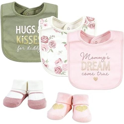 Hudson Baby Unisex BabyCotton Bib and Sock Set