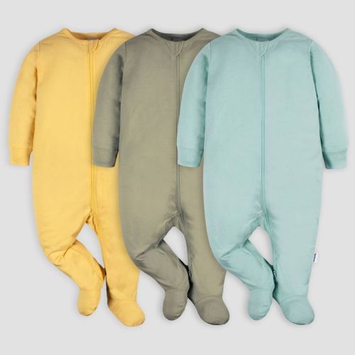Gerber Baby 3pk Sleep N' Play, Color: Green | Blue, Size: 0-3M
