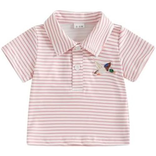 Toddler Baby Boy Shirt Golf Stripes Short Sleeve Button Down T-Shirt Tops Cute Infant Casual Tee Summer Clothes