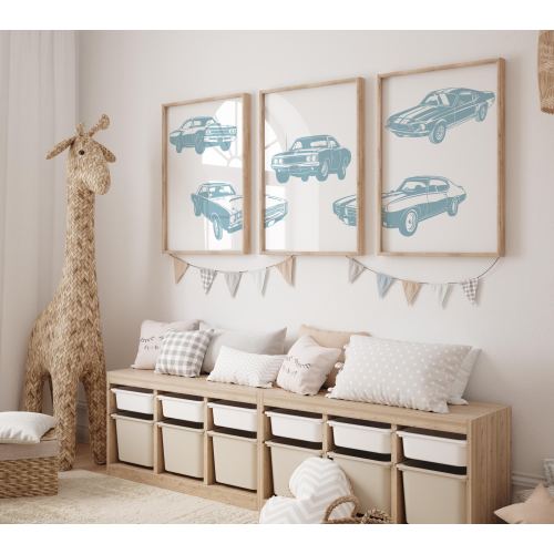 Set of 3 Vintage Cars Prints, Old Cars Wall Art Set, Retro Car Posters, Modern Art, Kids Bedroom Decor, Boy Nursery Decor, Playroom Prints