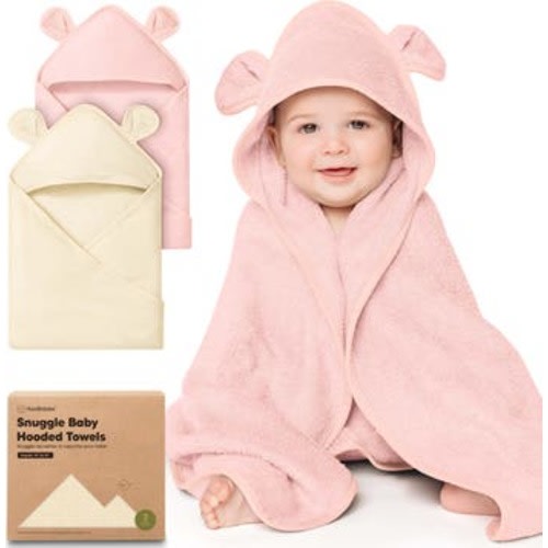2-Pack Snuggle Hooded Towels, Medium