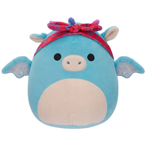 Squishmallows Original 7.5 inch Tatiana the Teal Dragon with Red Bandana - Child's Ultra Soft Plush Toy