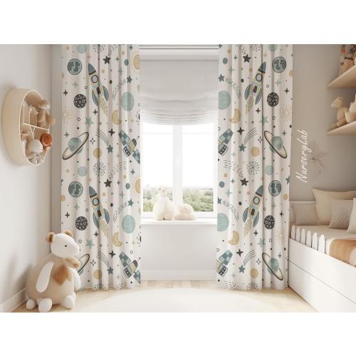 Space Planets Nursery Curtains: Baby Boy Room Decor