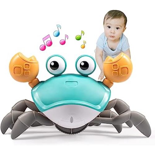 Dusja Crawling Crab Baby Toys - Infant Tummy Time Toy Gifts 3 4 5 6 7 8 9 10 11 12 Babies Boy Girl Dancing Walking Moving Learning Crawl 0-6 to 12-18 Months Boys Girls Toddler Birthday Gifts (Green)