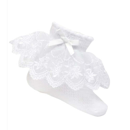 White Floral Frill Socks – Ella Marina Baby