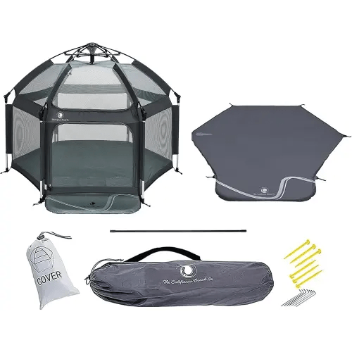 POP 'N GO Premium Outdoor Baby Playpen with Self-Inflating Playmat (Charcoal Black)