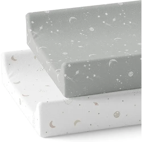 Changing Pad Cover 2-Pack (Galaxy, Moon and Stars) - Premium Fitted Sheets - Buttery Soft Cotton Blend