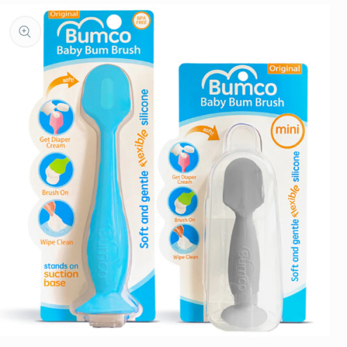 Bumco 2-Pack Full-Size & Mini Baby Bum Brush Bundle (Blue/Gray)