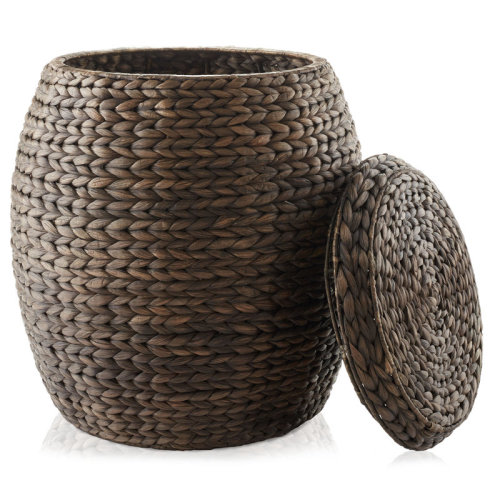 Casafield Round Water Hyacinth Storage Basket/Hamper with Lid - Natural & Reviews | Wayfair