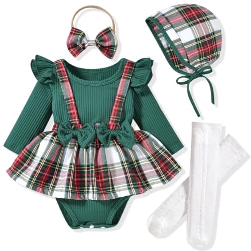 Unutiylo Preemie Newborn Baby Girl Clothes Romper Suspender Dress Fall Winter Outfits Ruffle Long Sleeve Jumpsuit
