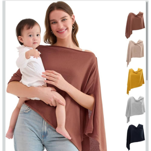 Momcozy Nursing Cover for Breastfeeding, Soft Privacy Poncho, Multi-Use Nursing Shawl, Portable Breast Feeding Covers for Women, Includes Laundry Bag (Rose Toupe)