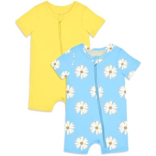 Jimonda Baby Rompers Cotton Baby Boys Baby Girls Short Sleeve Sleepers Pjs Two Way Zipper One-piece Neutral Sleep and Play