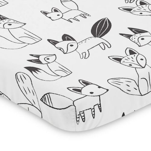 Sweet Jojo Designs® Black and White Fox Mini Crib SheetSweet Jojo Designs® Black and White Fox Mini Crib Sheet