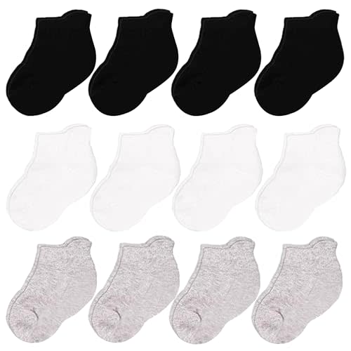 CozyWay Ankle Style Socks for Little Girls & Boys, Infants, Toddlers, Children - 12 Pairs