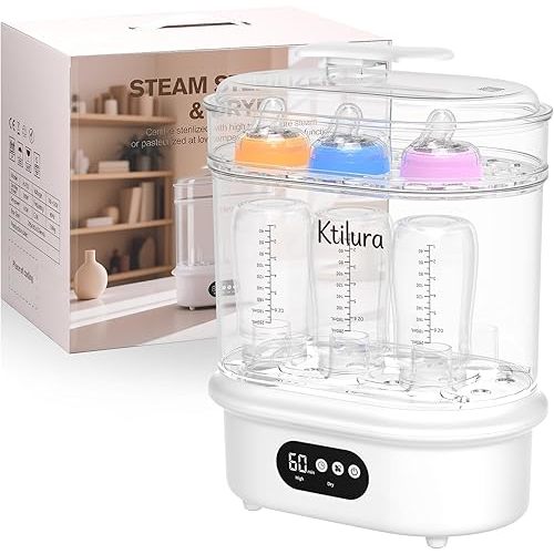 Baby Bottle Sanitizer and Dryer, 4-in-1 Fast Electric Sanitizing & Drying Machine, BPA-Free Food-Grade Material, Fits 6 Bottles/Pacifiers/Teethers, One-Touch Operation for New Parents