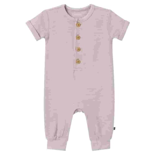 Modern Moments by Gerber Gender Neutral Short Sleeve Henley Romper, Sizes 0/3 Months - 24 Months