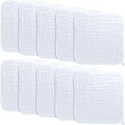 Amazon.com: Baby Washcloths, Muslin Cotton Baby Towels, Large 10”x10” Wash Cloths Soft on Sensitive Skin, Absorbent for Boys & Girls, Newborn Baby & Toddlers Essentials Shower Registry Gift (White, Pack of 10) : Baby