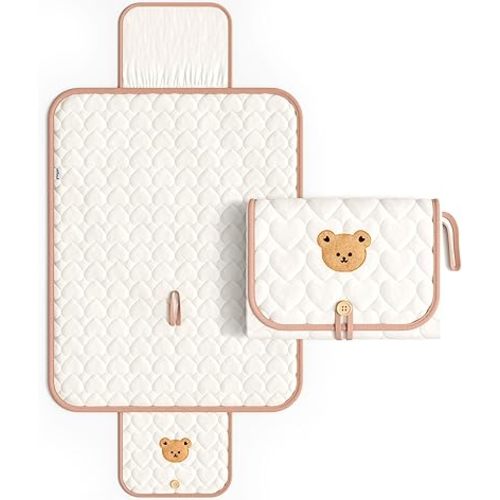 Baby Changing Pad Portable | Portable Changing Pad for Baby | Travel Diaper Changing Pad | Compact & Foldable Baby Diaper Changing Mat | Baby Changing Mat Portable | Bear - 21.5" x 27.5"