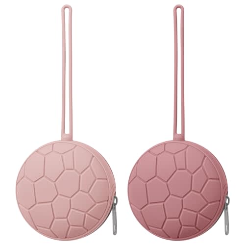 2 Pack Silicone Pacifier Holder Case, Soft Silicone Newborn Baby Silicone Pacifier Holder for Boys & Girls, Portable Silicone Pacifier Container Case (Blush/Mauve)