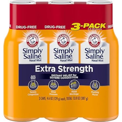 Simply Saline Extra Strength for Severe Congestion Relief Nasal Mist: 4.6oz 3-Pack