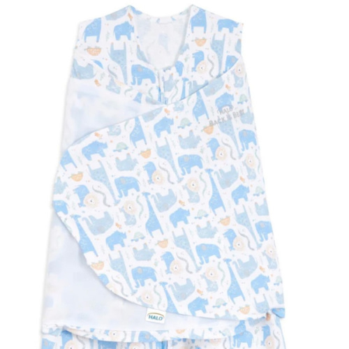 Blue Safari Animals 100% Cotton Baby Swaddle | HALO | TOG 1.5