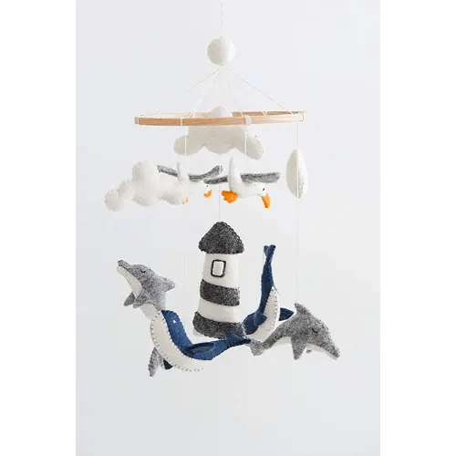 Nautical Sailboat Seagull Whale Ocean Theme Nursery Mobile