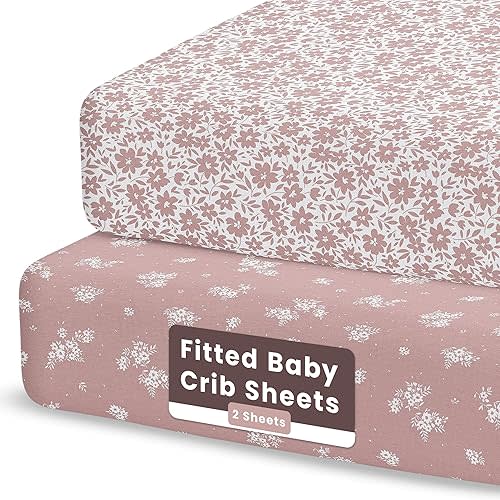 2-Pack Crib Sheet for Standard Crib & Toddler Mattress (Antique Rose) - Premium Fitted Baby Crib Sheets Girl - Buttery Soft Cotton Blend - Crib Mattress Sheets Fitted - Baby Bed Sheets
