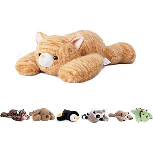 Niuniu Daddy 20" | 3.3 Pound Weighted Cat Stuffed Animals for Adults, Orange Cat Plush Toy for Toddler Teens Kids, Large Orange Kitty Plushy Pillow with Soft Fur for Present Christmas Birthday