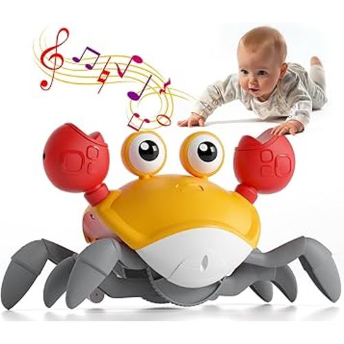 Baby Toys 6-12 Months, Toys for 1 2 3 4 5 6 7 8 9 10 11 12 Year Old Boy Girl, Baby Item, Crawling Crab Baby Toy, Baby Essentials Tummy Time Toys, Gifts for Babies, Crawly Crab Toy for Infants
